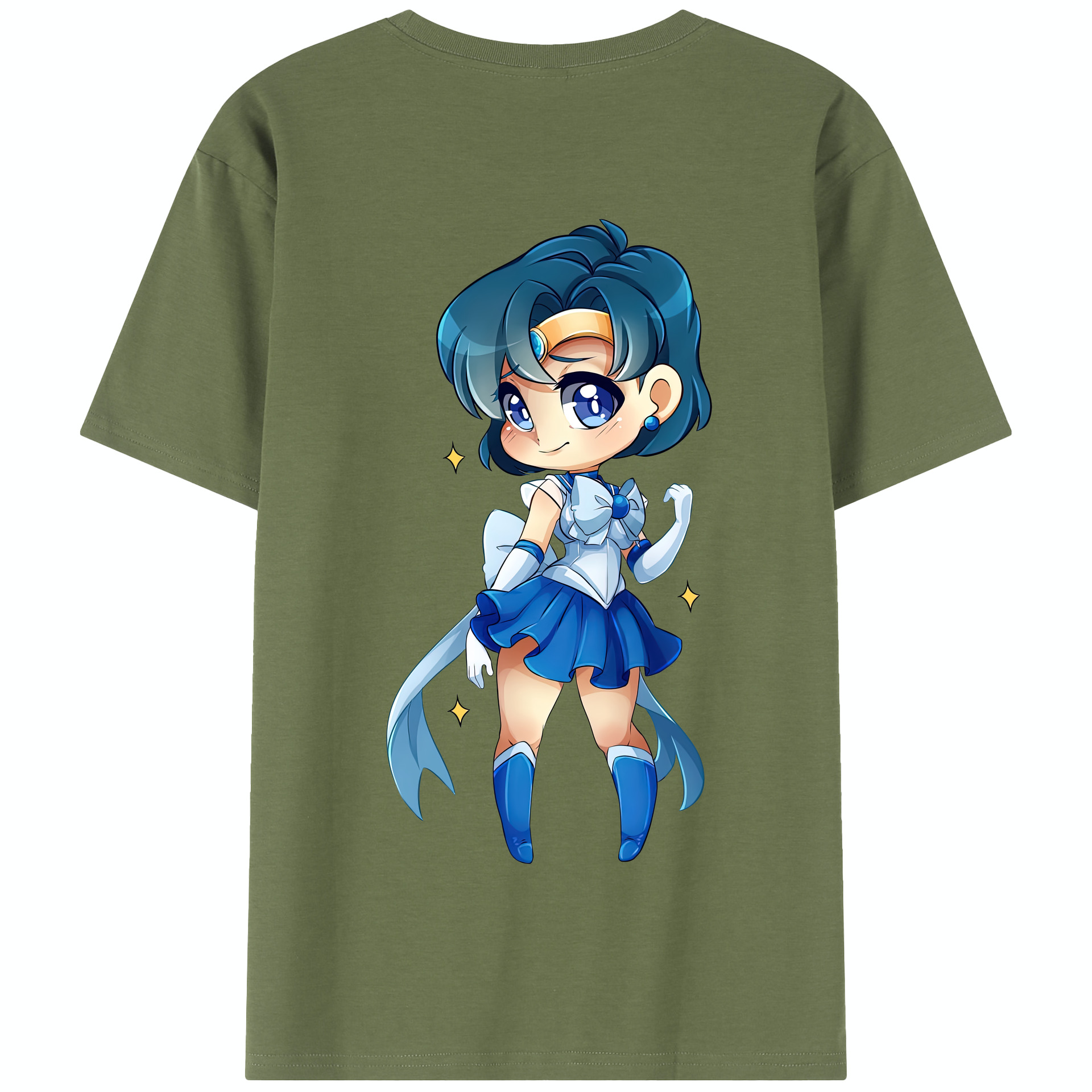 （画像用） 美少女戦士セーラームーン 水野 亜美 みずの あみ Sailor Moon Mizuno Ami 綿100％半袖Tシャツ（背面プリント）